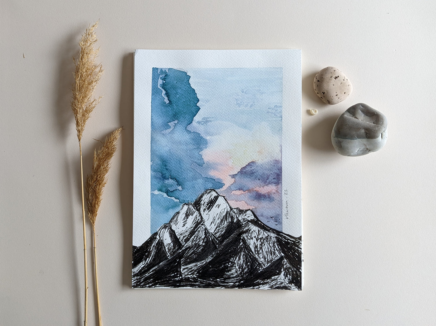 Summits in watercolor